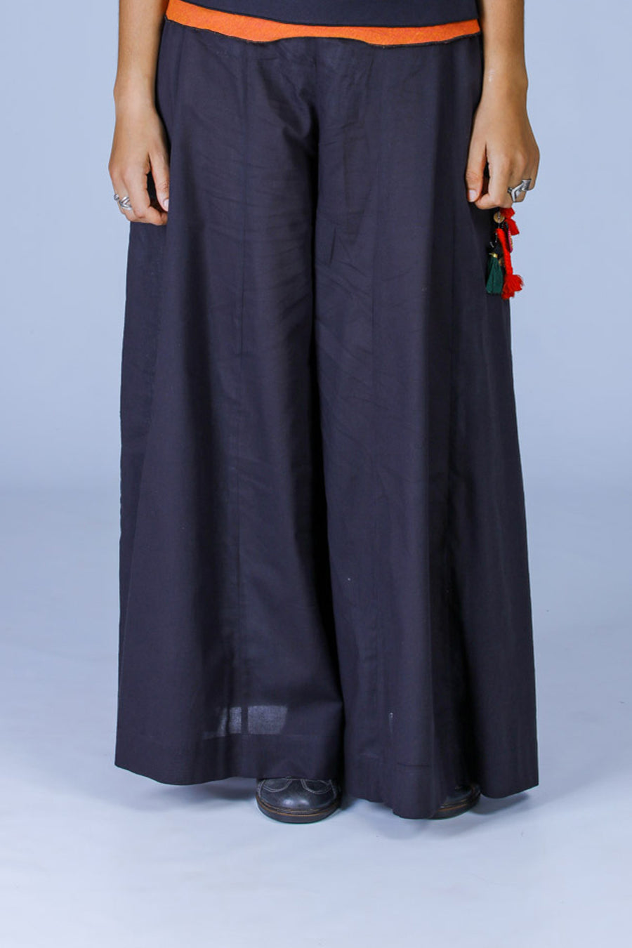 Mirror Embroidery Work Palazzo Pant (Free Size) Navy Color - DARKBLACK  Style - 4074820